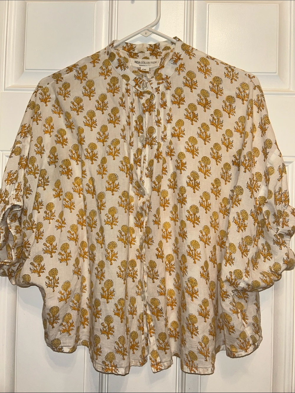 Emerson Fry Little Marigolds Mandarin Collar Organic Top - Picture 6 of 14